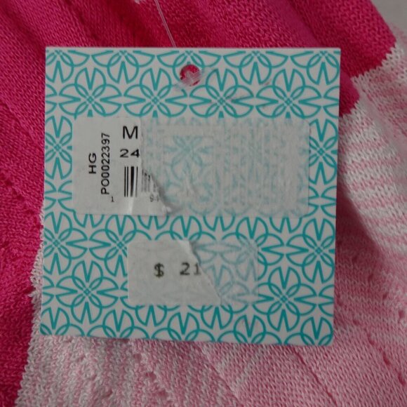 Ming Wang Midi Pencil Skirt Size 2XS Pink Chevron Knit Scalloped Hem Lined - Picture 7 of 10
